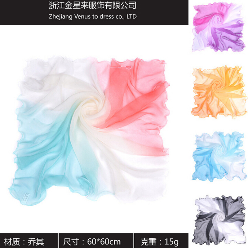 Two-Tone Transition Georgette Chiffon Small Square Women's Headband Bag Decorated With Stewardess Etiquette Square