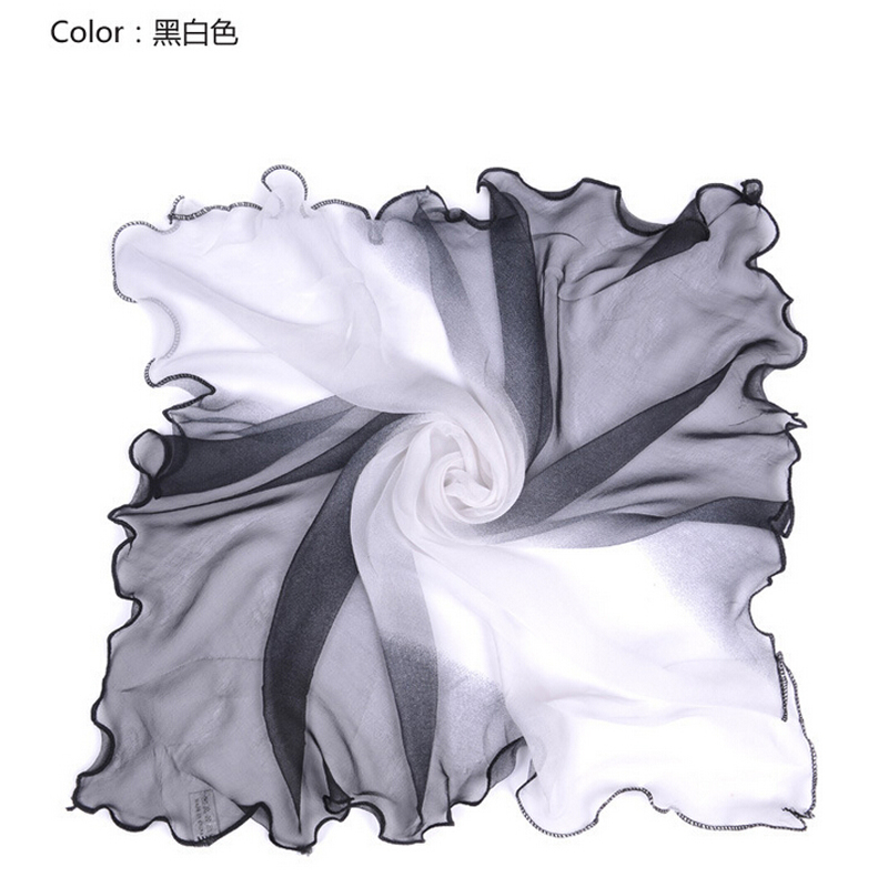 Two-Tone Transition Georgette Chiffon Small Square Women's Headband Bag Decorated With Stewardess Etiquette Square Application Scenario