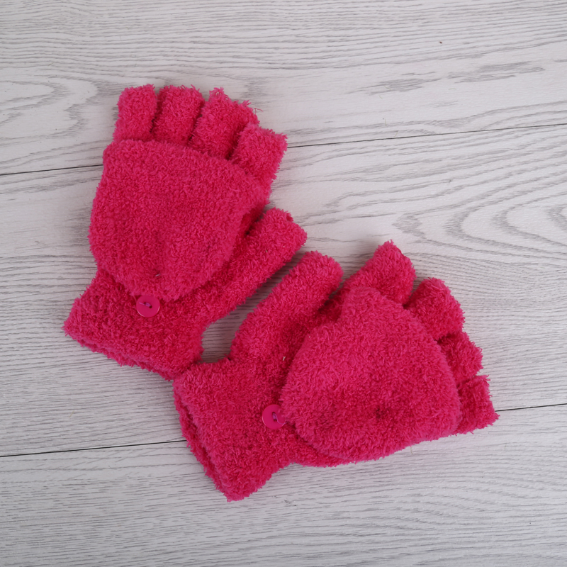 韩版新款手套秋冬季翻盖半指手套可写字细节图