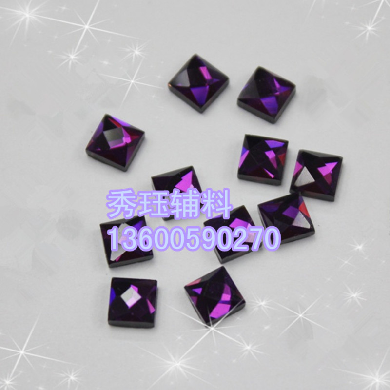 正方形8*8星面彩色玻璃异形钻 平底配件辅料