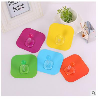 精美彩色衣架钩 强力无痕黏胶挂钩优质PVC家居门后挂钩