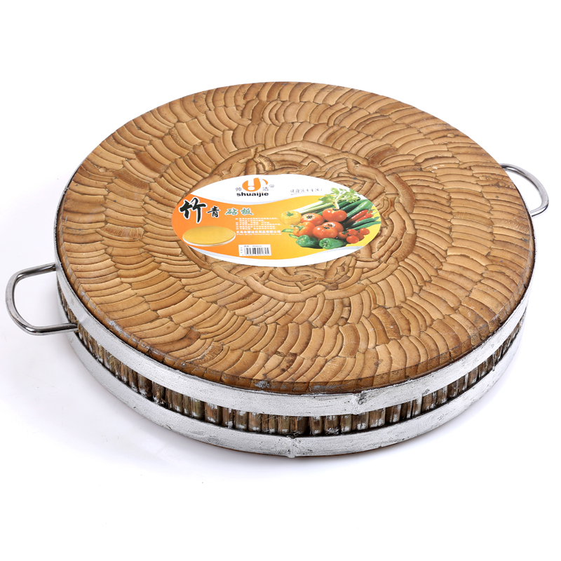 Round bamboo glueless solid wood iron wood board thickened bone cutting board