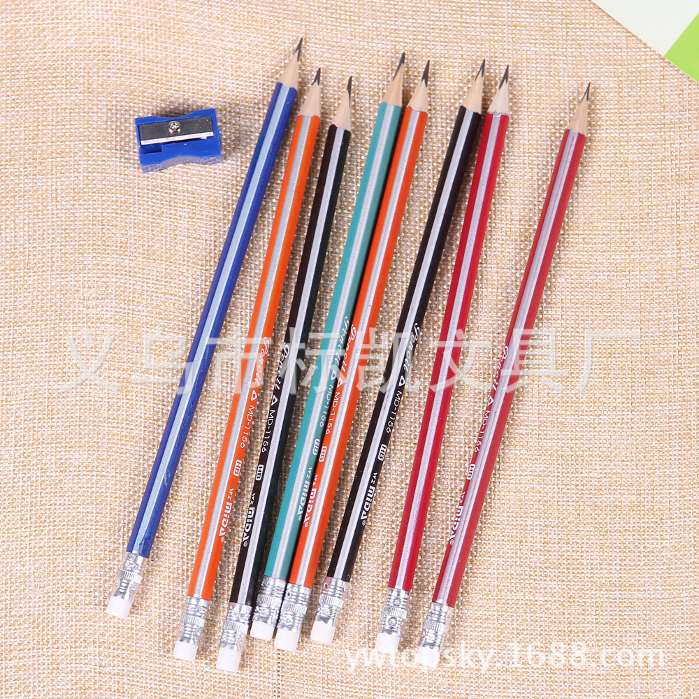 Factory direct sales of office and study pencils HB triangular rods made of poplar wood MD-1156 details Picture