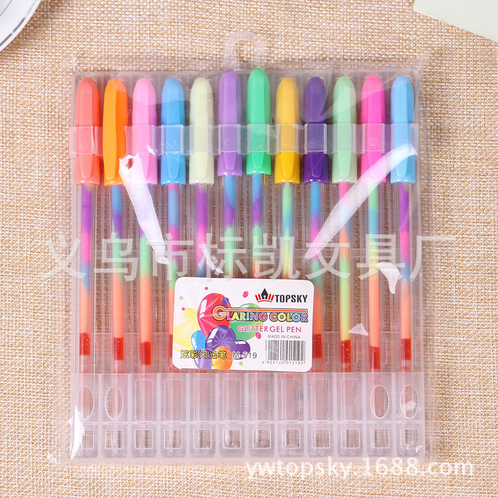 Colorful Flash Gel Pen, Creative Flash Pen, Children's doodle Office Stationery M-519 Specification image