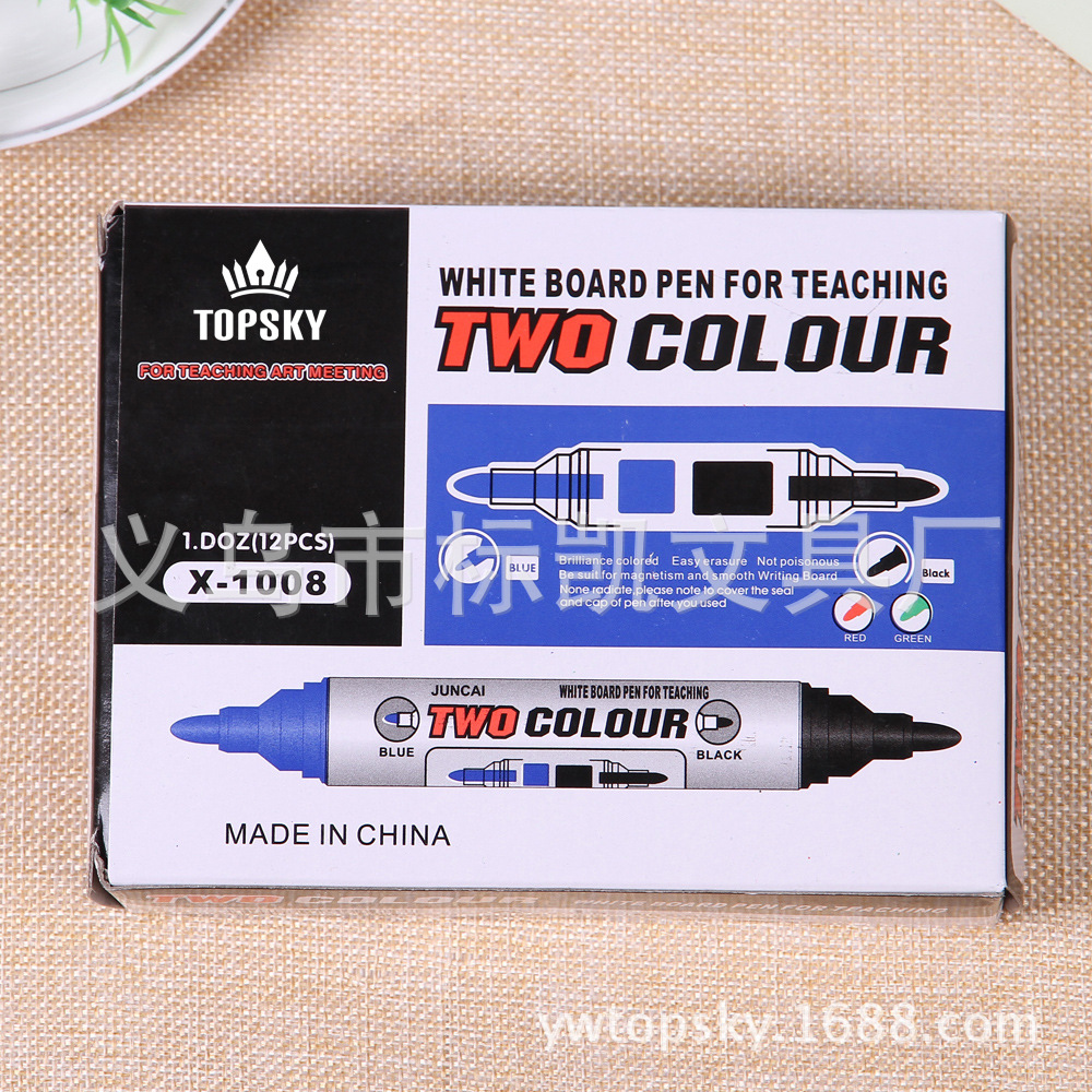 Wholesale of popular eco-friendly erasable double-headed whiteboard pens from the manufacturer. High quality and low price, classic style Specification image