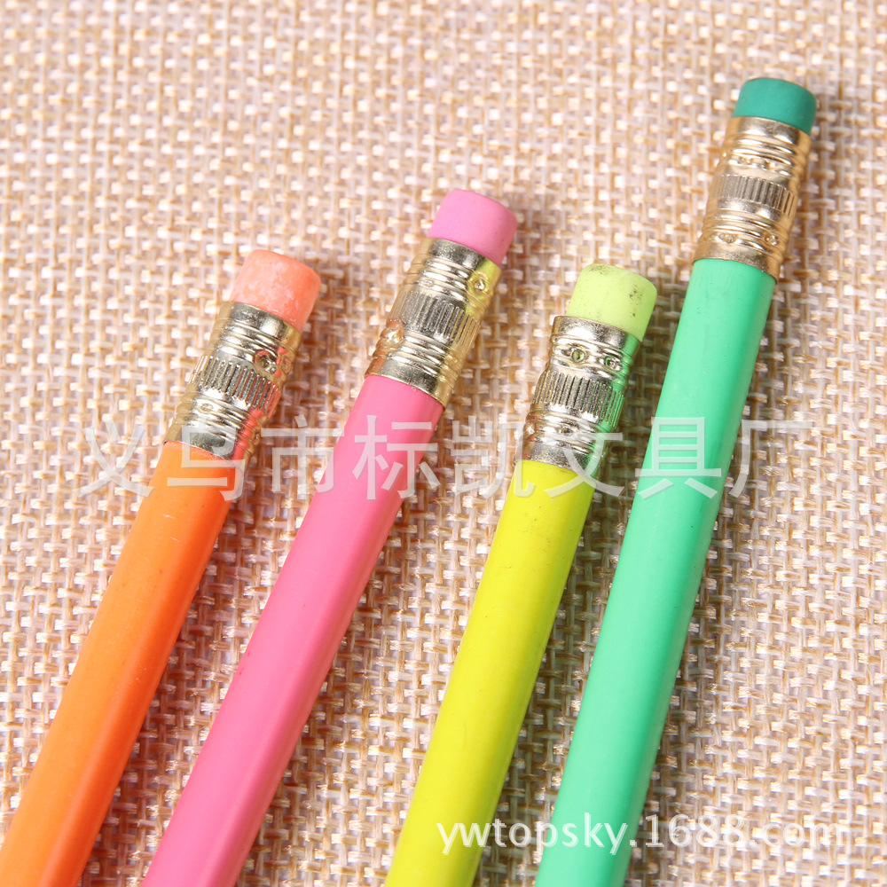 Factory direct sales of plastic fluorescent rod pencils HB A-2011 for office and study details Picture