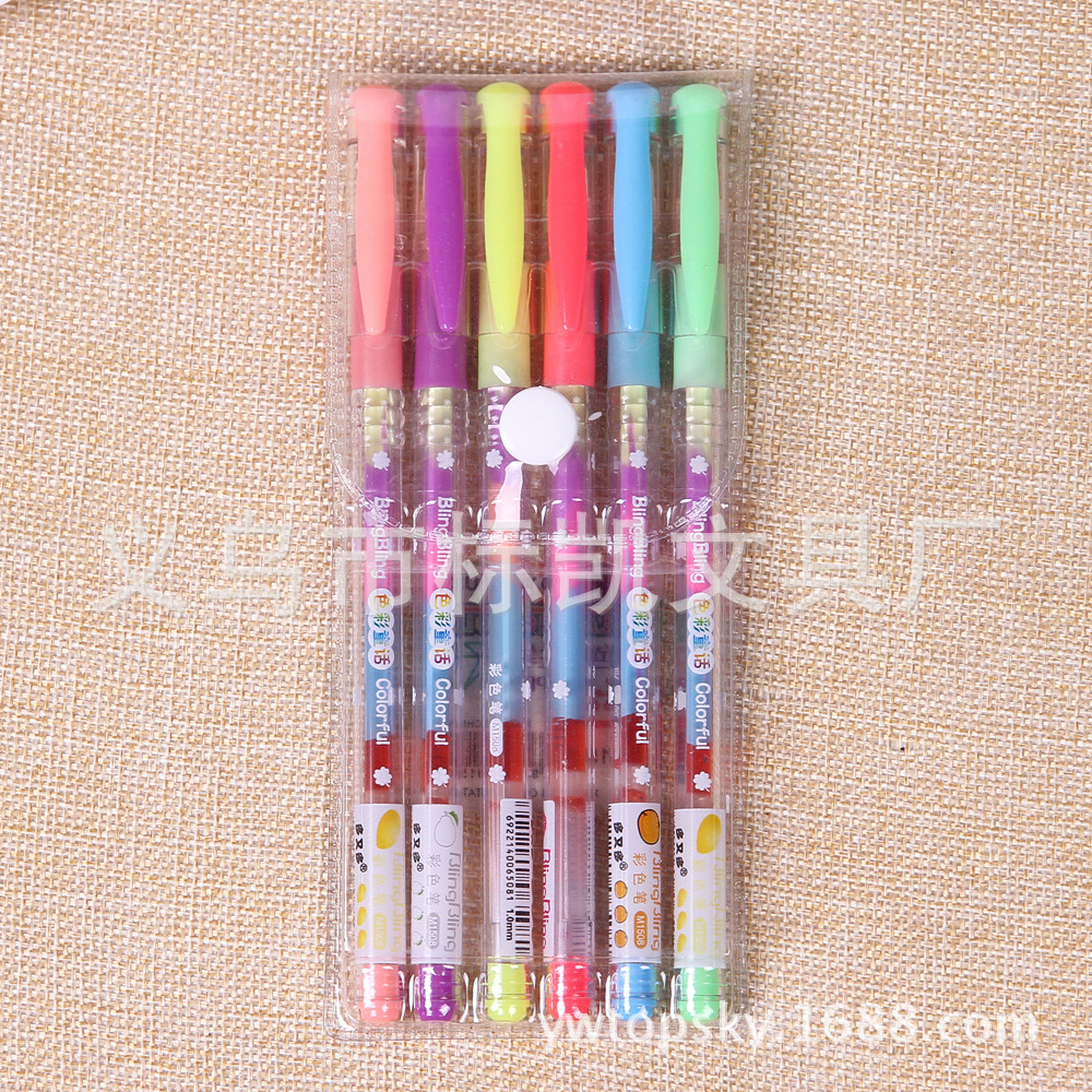Colorful Flash Gel Pen, Creative Flash Pen, Children's doodle Office Stationery M-519 details Picture