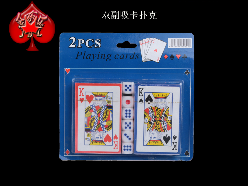 Wholesale and custom-made double-deck poker cards with dice, factory direct sales, Jindongle Specification image
