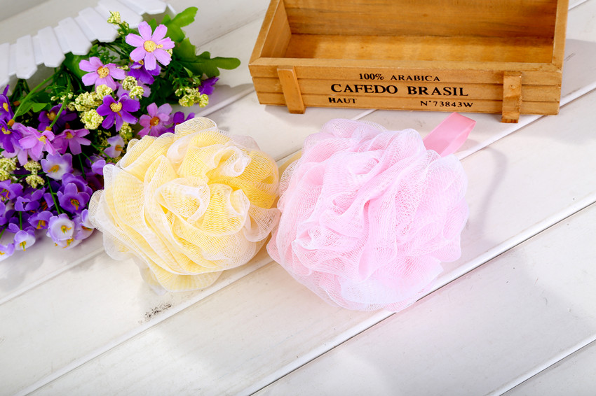 厂家直销沐浴球套色洗澡球柔软环保搓澡花耐用沐浴网泡产品图