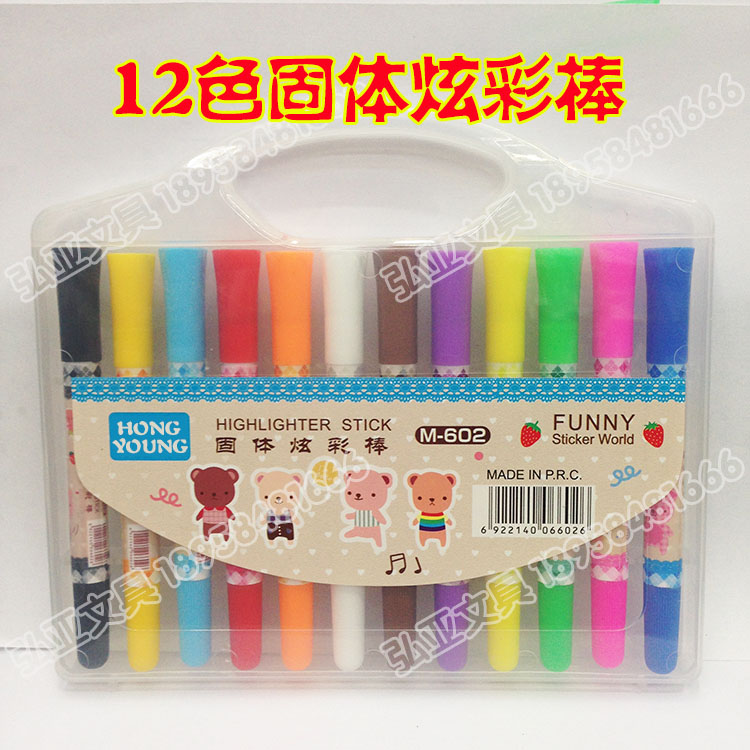 Solid dazzle color stick colorful eco-friendly rotating crayon 12 color gift box