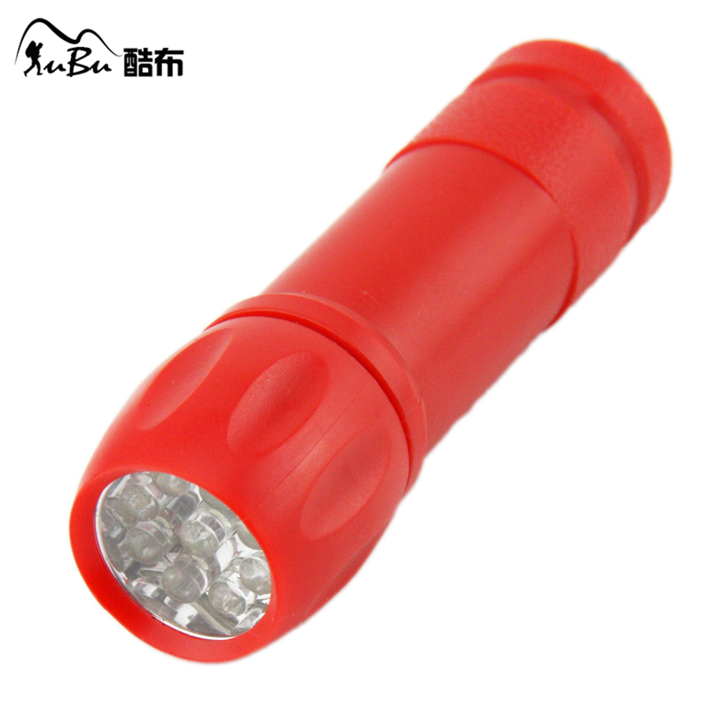 野营照明9LED家用迷你防身3W应急强光塑料礼品小手电筒红色