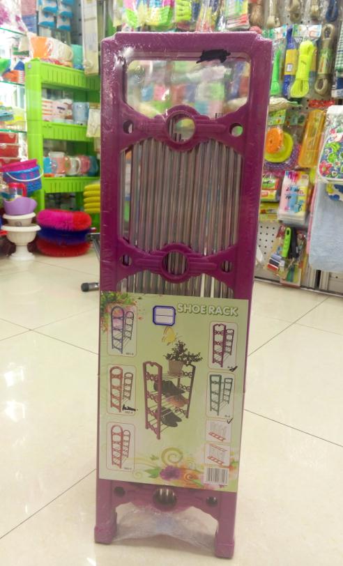 四层塑料钢管鞋架加长加固宿舍多层简易可拆装置物架