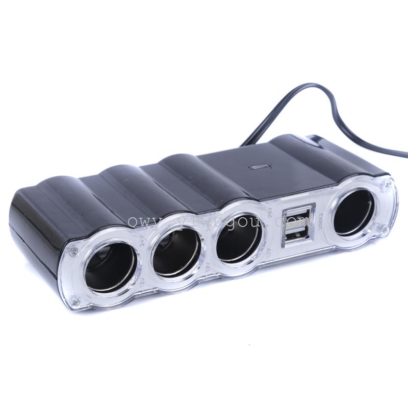 汽车点烟器四孔双usb车载点烟器充电器一拖四分配器汽车用品产品图