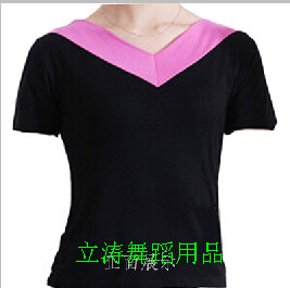 双V领/短袖广场舞服/女款短袖拉丁上衣/舞蹈训练服/多色细节图