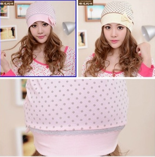 Maternity hat, mommy hat, polka dot bow to prevent headwind, pregnant woman hat and postpartum hat details Picture