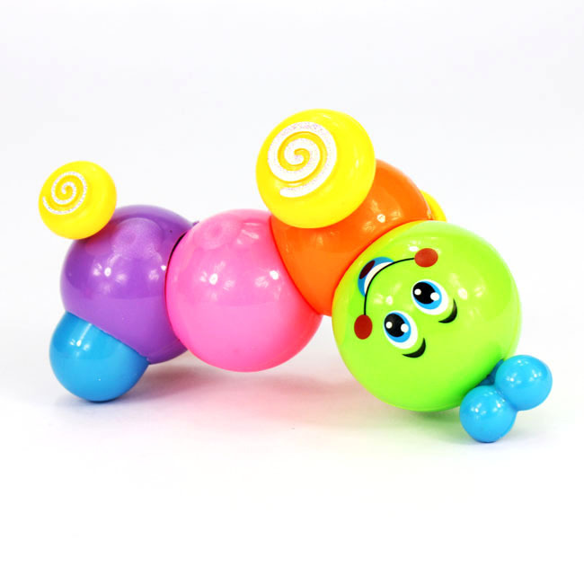 彩色百变扭扭虫 七彩伸缩毛毛虫 上链条玩具