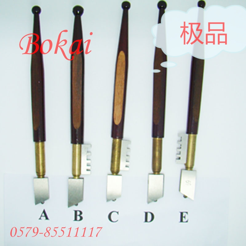 Glass cutter with redwood handle Diamond glass knife with steel teeth Diamond glass knife