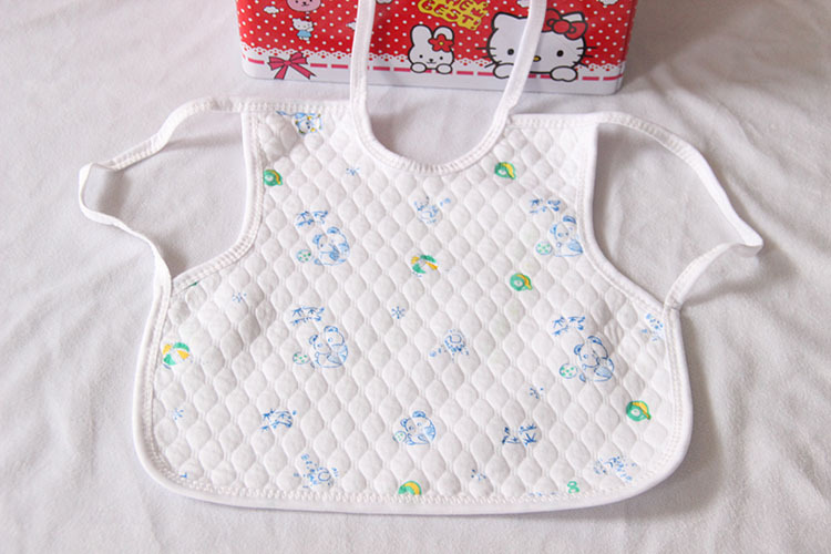 Baby bib, white thermal cotton strap, waterproof drool cover, drool pocket details Picture