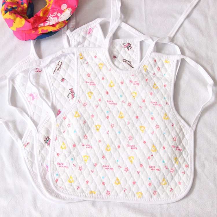 Baby bib, white thermal cotton strap, waterproof drool cover, drool pocket