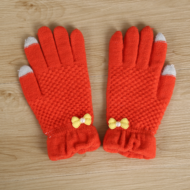 触屏女式手套冬季保暖分指全指手套韩版仿羊绒手套