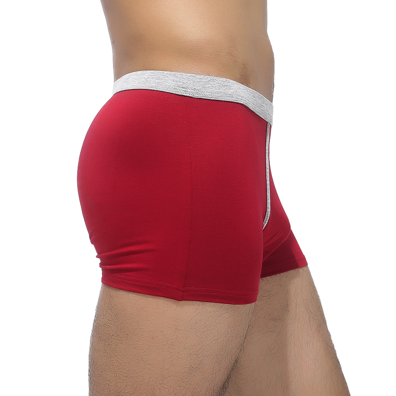 4条盒装 中腰男士内裤 纯色男平角裤 简约自然运动型内裤产品图