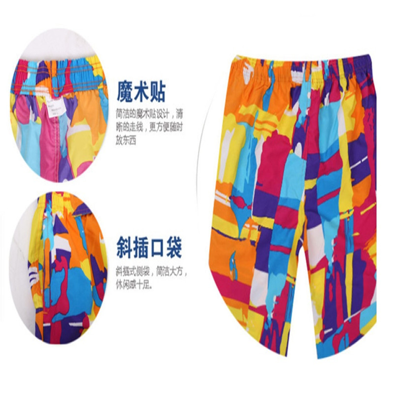 New beach pants summer lovers loose large size five fen flower pants men and women short fashionable pants dazzling color