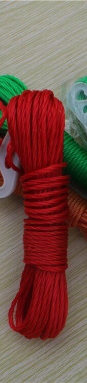 塑彩色多功能晒衣晾衣被绳子 粗款10米户外收纳尼龙绳 .含钩细节图