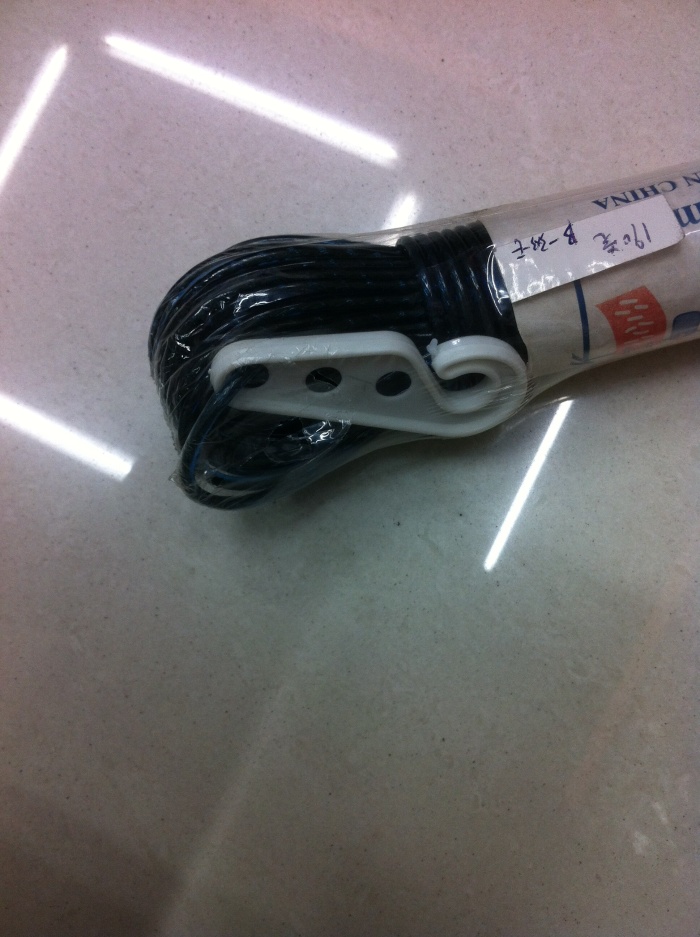 厂家直销PVC+2根钢丝捆扎绳20M含钩钢丝绳。3.0粗含钩细节图