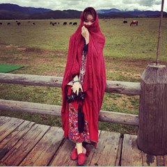 Scarf Women Spring And Autumn Day Large Cloth Bag Solid Color Big Cape Dual Use Autumn And Winter Long Literary Cotton Hemp Neck Thickening