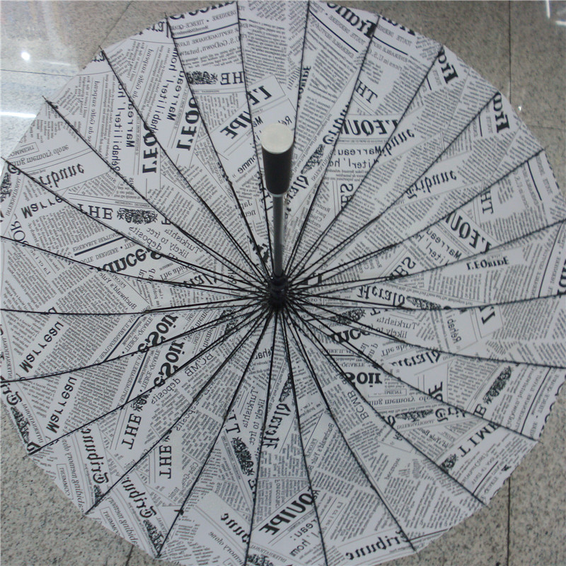 Automatic newspaper umbrella, long-handled umbrella, grooved umbrella frame, windproof umbrella, impact-resistant fabric umbrella, straight-pole umbrella Specification image