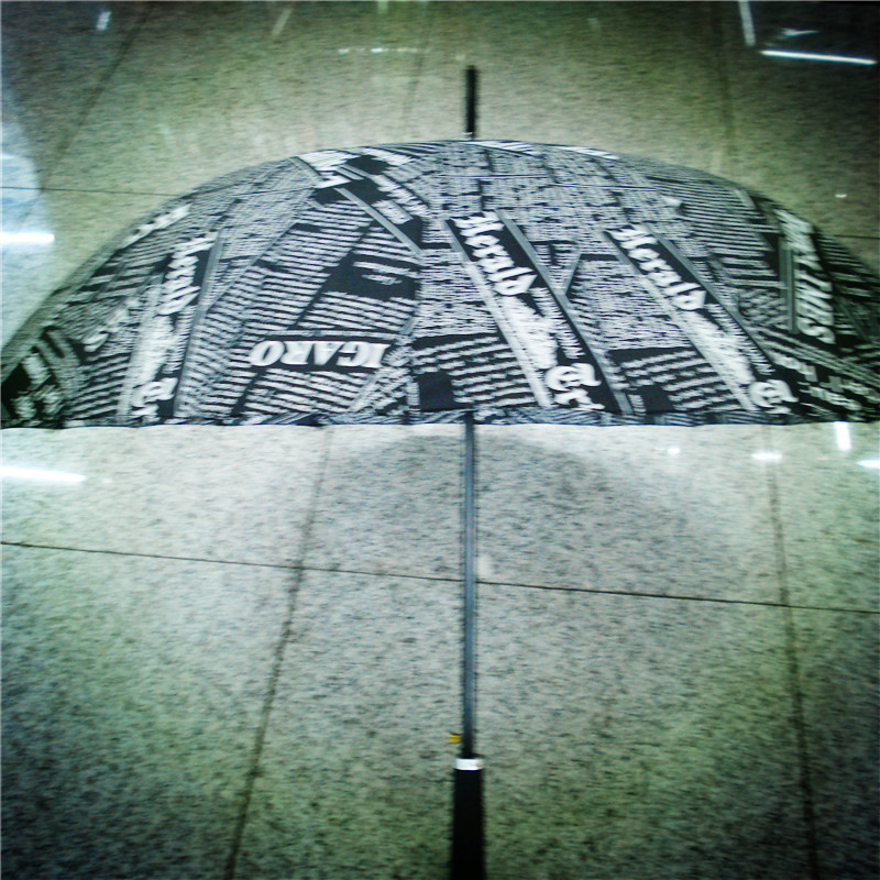 Automatic newspaper umbrella, long-handled umbrella, grooved umbrella frame, windproof umbrella, impact-resistant fabric umbrella, straight-pole umbrella details Picture