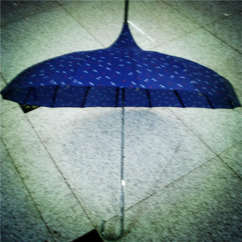 Korean version of a girl's princess umbrella, fresh and cute, anchor pagoda umbrella, weather umbrella, long-handled curved hook sunshade umbrella details Picture