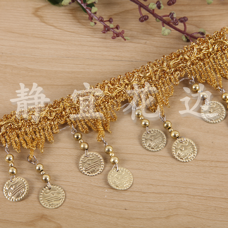 Triangle Gold Applique Lace Pendant Dance Dress Accessories details Picture