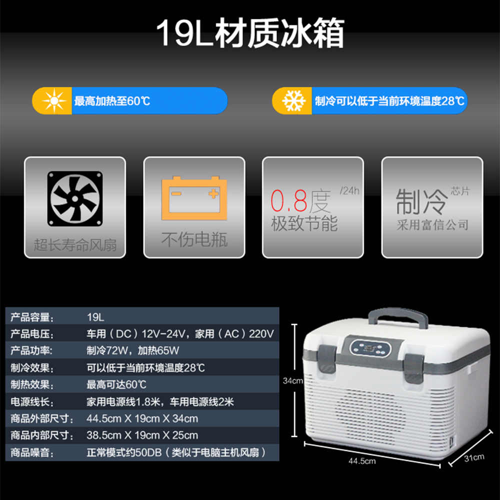 19L双制冷车载冰箱 宿舍冰箱 家车两用 迷你学生半导体无氟产品图