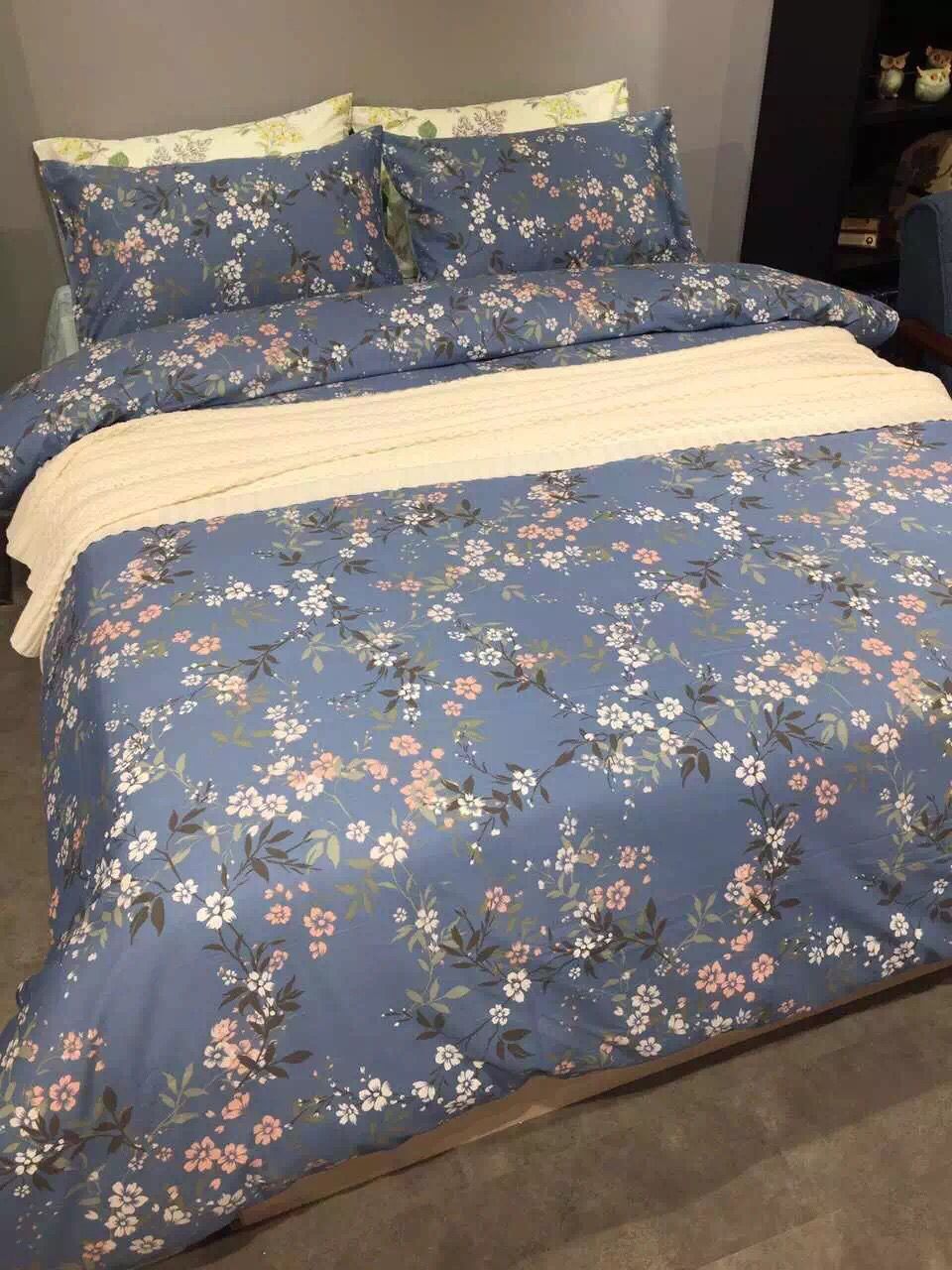 Bedding, 4-piece set manufacturer, cheap, all-cotton, reactive printed small flowers, foreign trade