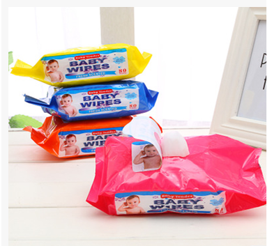 80 pieces of baby wet wipes, 4-color spunlace cloth, uncovered baby hand and mouth wet wipes export wholesale