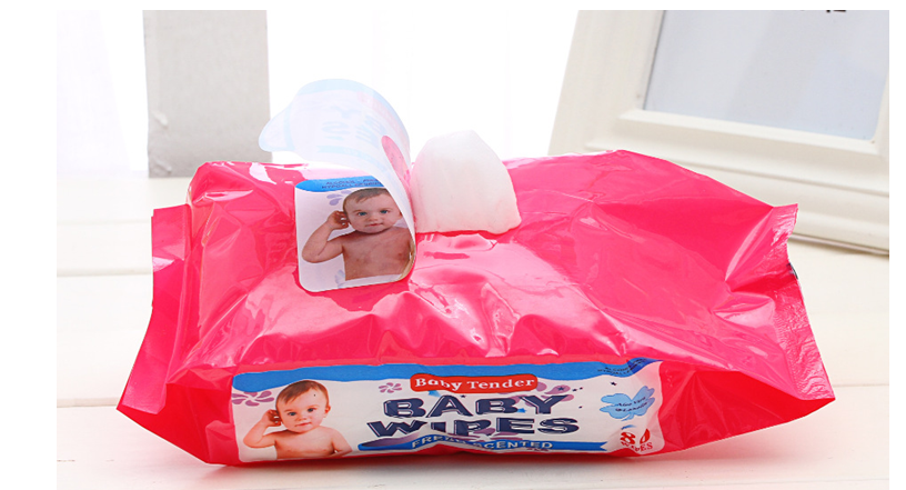 80 pieces of baby wet wipes, 4-color spunlace cloth, uncovered baby hand and mouth wet wipes export wholesale details Picture