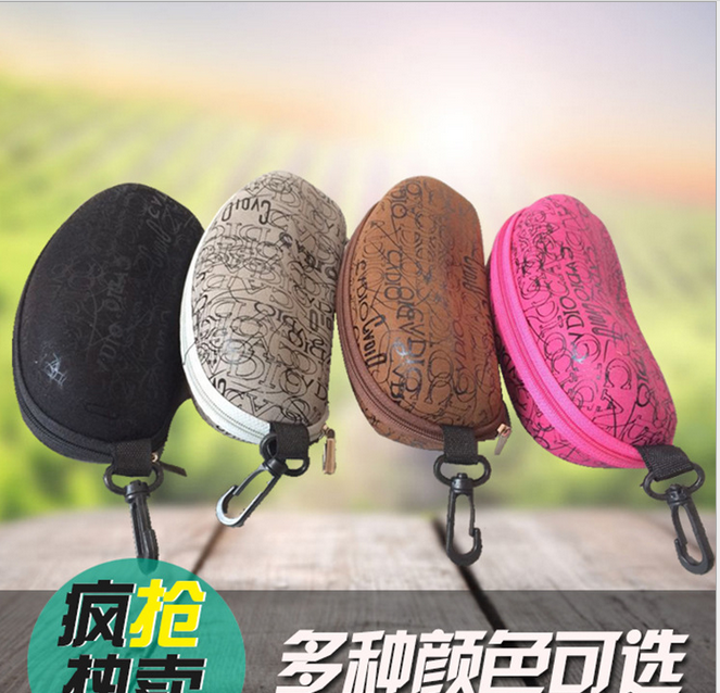 火爆款！！！字母绒太阳眼镜盒光学眼镜链拉链盒袋子