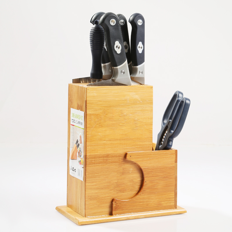 厂家直销 高品质竹质刀架 创意防滑设计刀座厨房刀具置物架