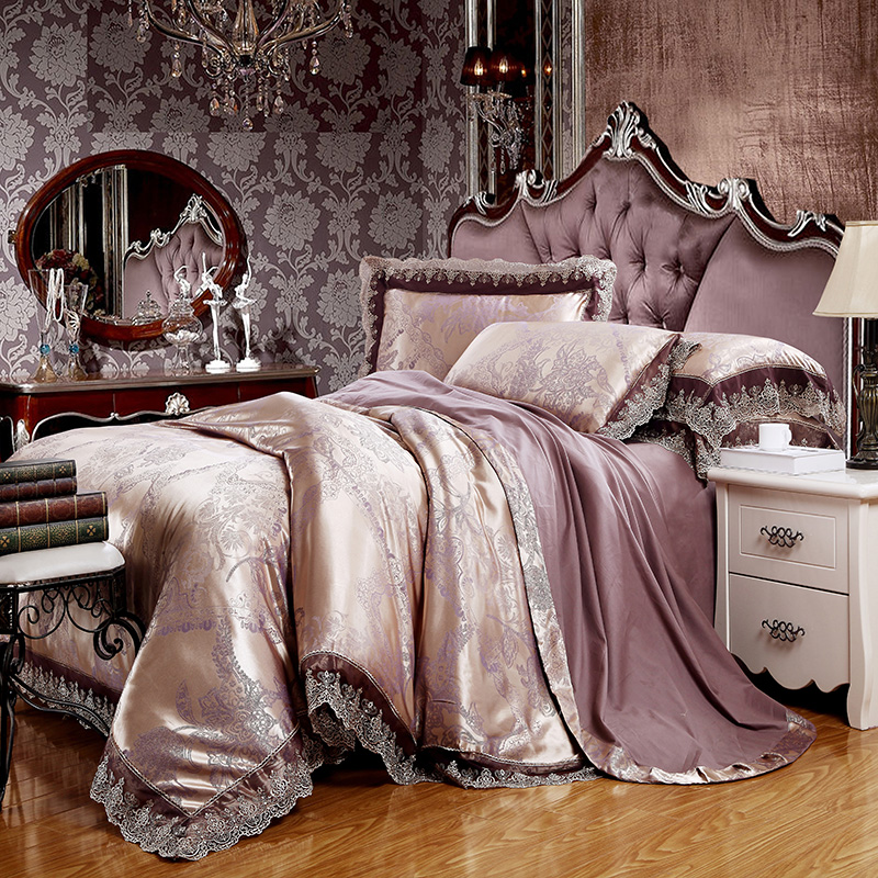 Xing Mei Home textile authentic European style all-cotton sateen jacquard four-piece set Tencel Modal bed sheet wedding four-piece set