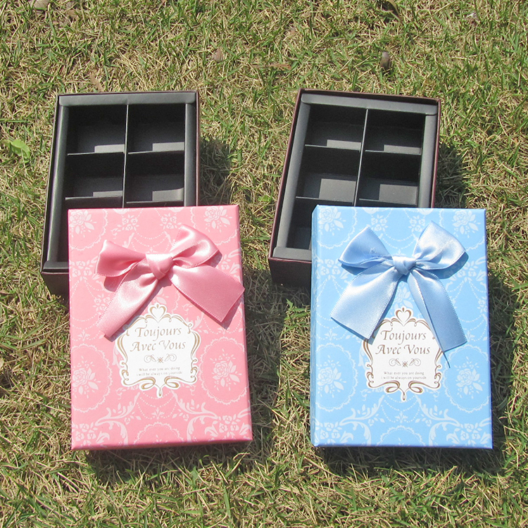 2016新款欧式花纹6格巧克力盒包装盒糖果盒纸盒蝴蝶结礼品盒