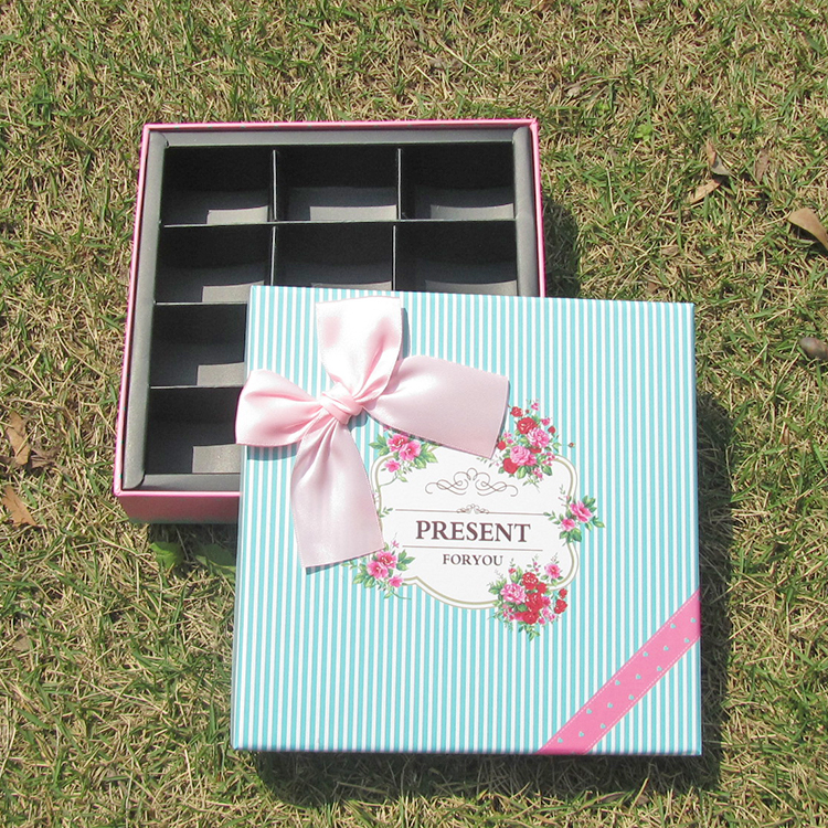 2016 new fresh stripe 12 bar chocolate box box candy box bow gift box