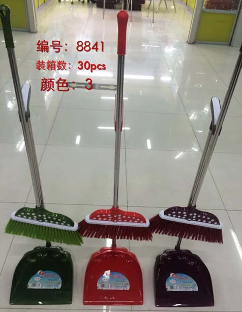 Stainless steel rod broom and dustpan set combination plastic broom, dustpan bucket, soft-bristled broom, floor cleaning tools Specification image