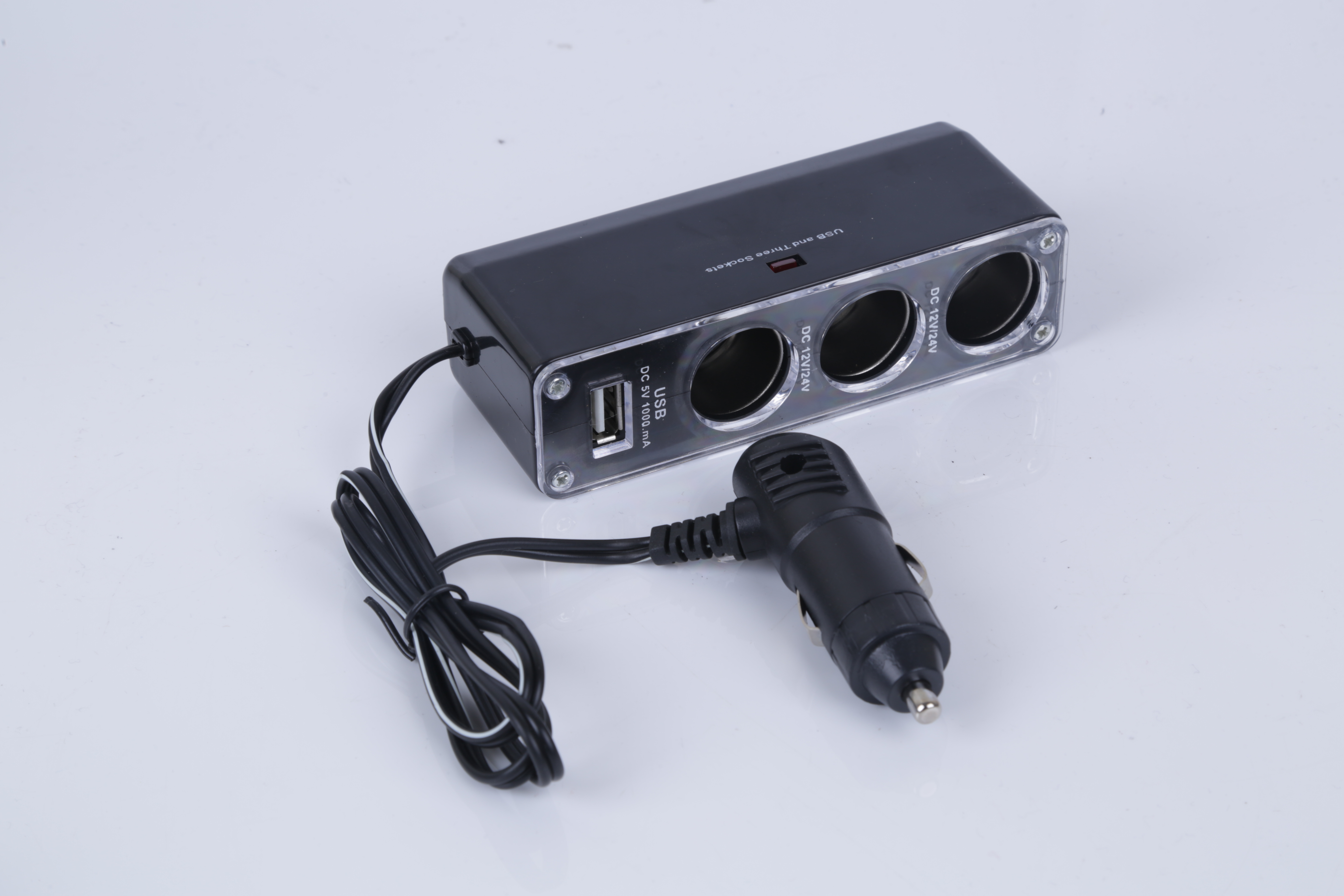 高品质12V/24V通用汽车电源插座3孔点烟器车载点烟器