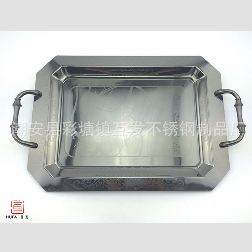 Stainless steel embossed color hand-held craft tray Arabic high-end export fruit tray thumbnail