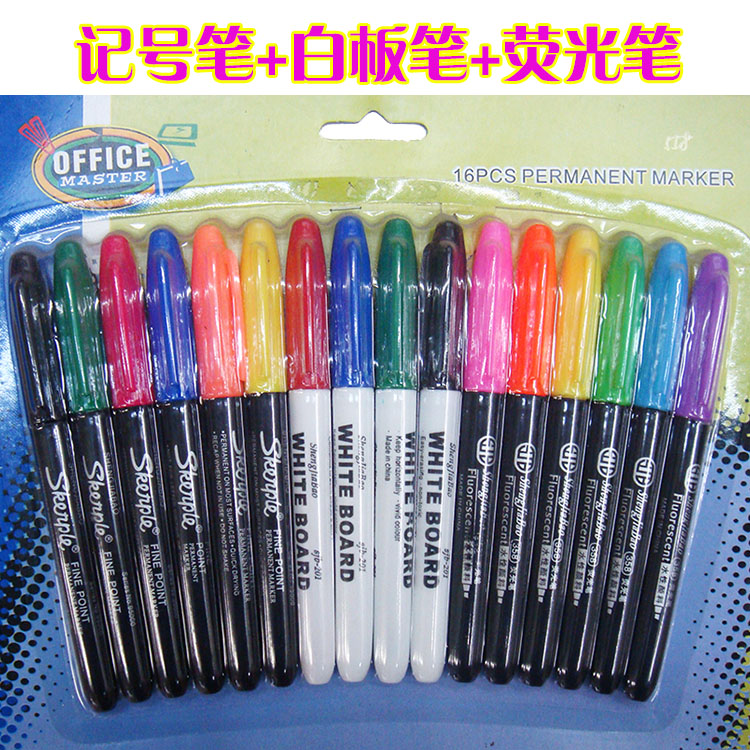 Marker + whiteboard marker + highlighter set for supermarket