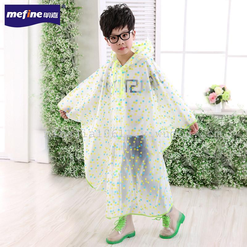 Factory direct sales of EVA eco-friendly material fashionable children's three-color polka dot cape raincoats details Picture