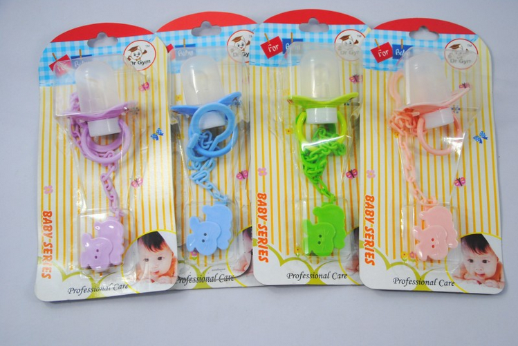 Manufacturers direct baby cartoon pacifier with anti-drop chain play mouth with cover thumbnail