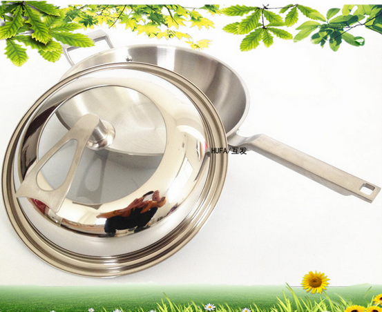 304 stainless steel luxury ear wok, non-coated and non-stick wok Specification image