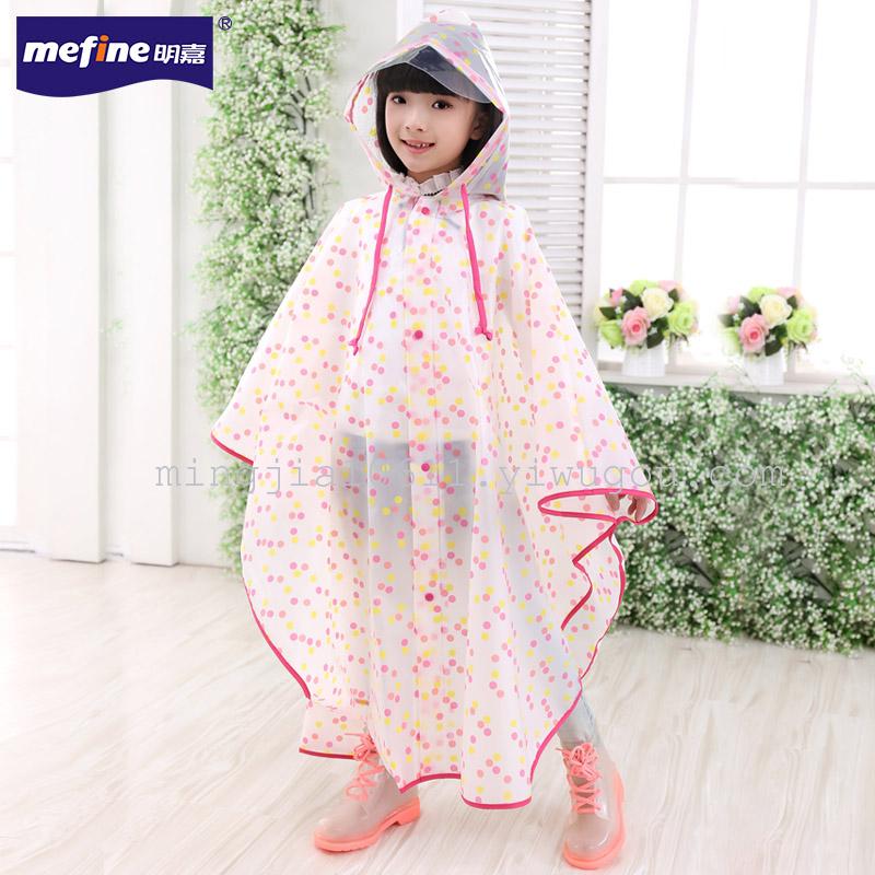 Factory direct sales of EVA eco-friendly material fashionable children's three-color polka dot cape raincoats Specification image